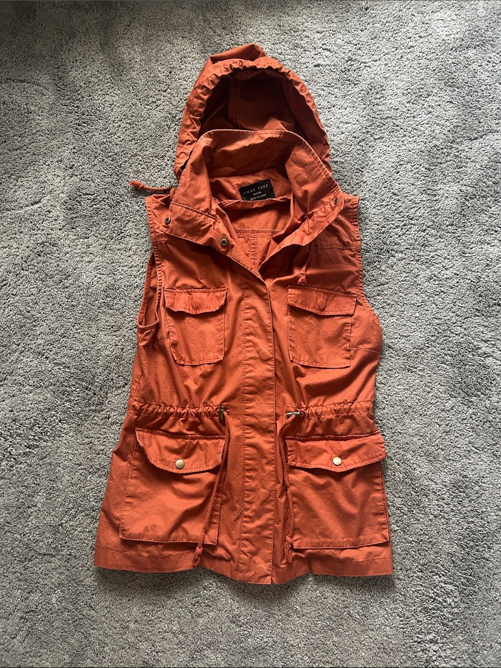 Love Tree Rust Hooded Utility Vest